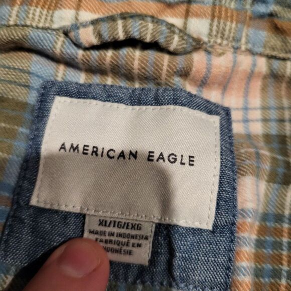 American Eagle Extremely Soft Pearl Snap Flannel Button Up Shirt Women's Size XL - Picture 4 of 6